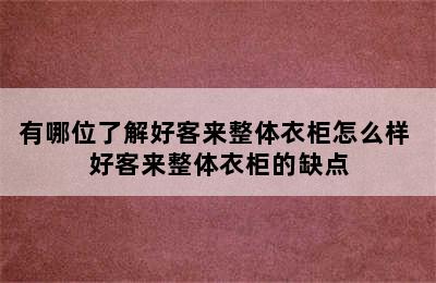 有哪位了解好客来整体衣柜怎么样 好客来整体衣柜的缺点